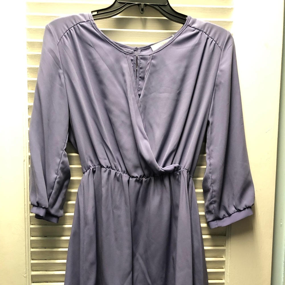 Lavender Lilac Mock Wrap Dress Purple